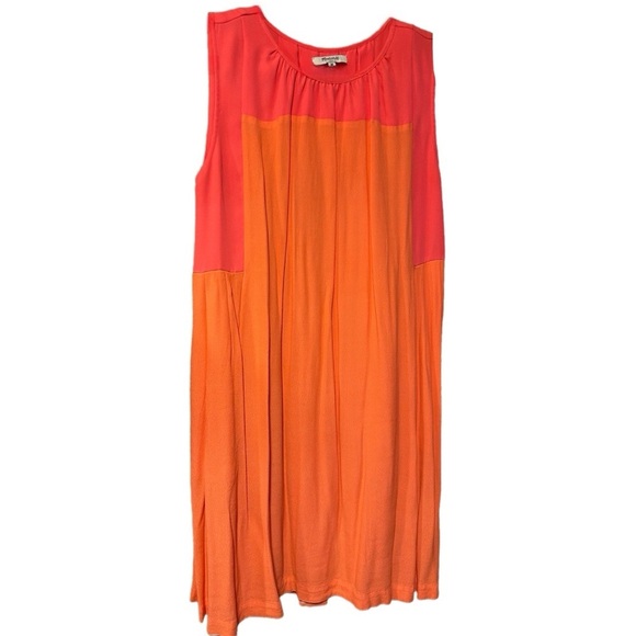 Madewell Dress Women’s Size M Coral & Orange with Side Pleating - Picture 3 of 4